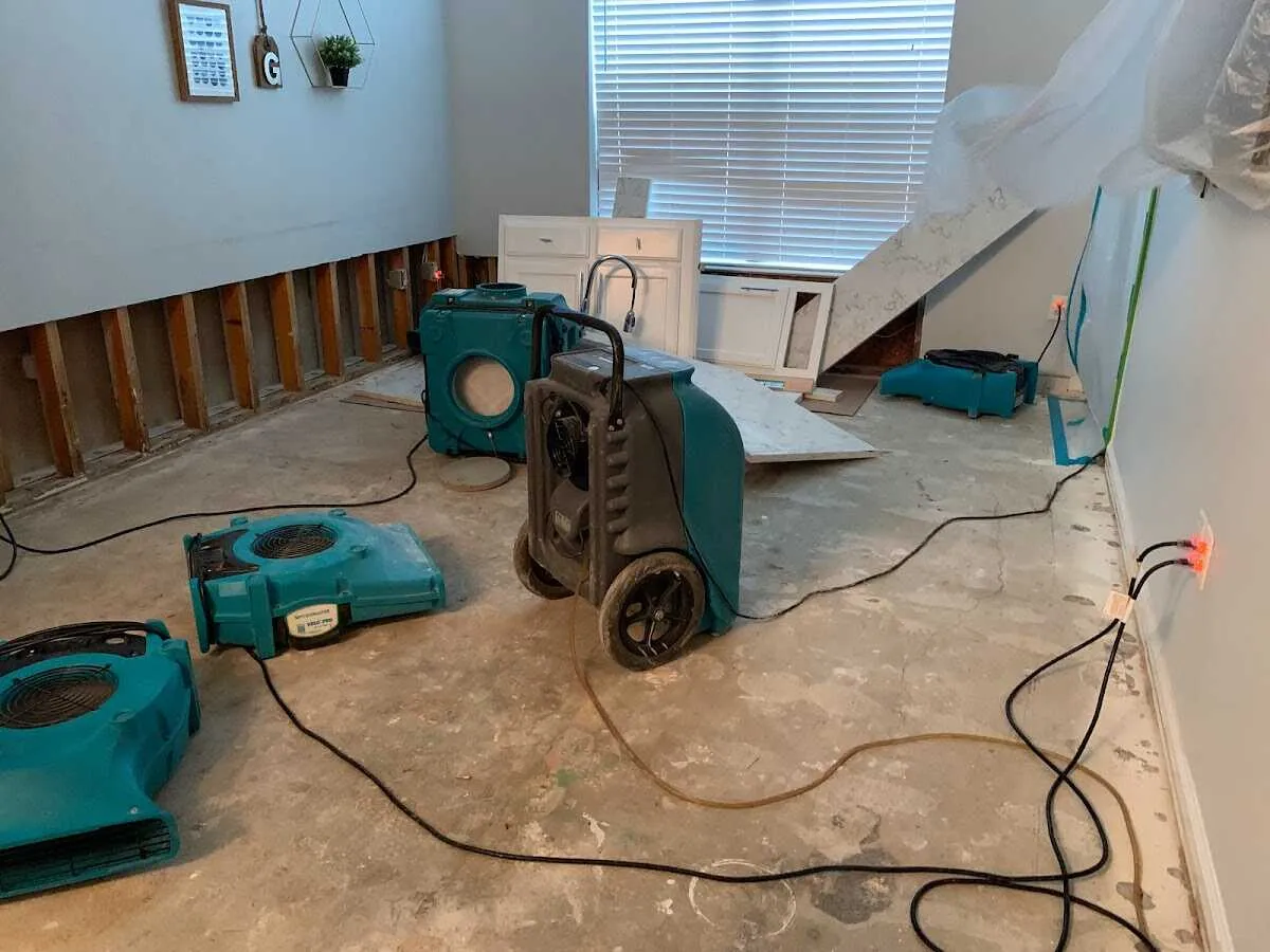 Dehumidifier in flood-cut room for Water Extraction & Removal in Dallas